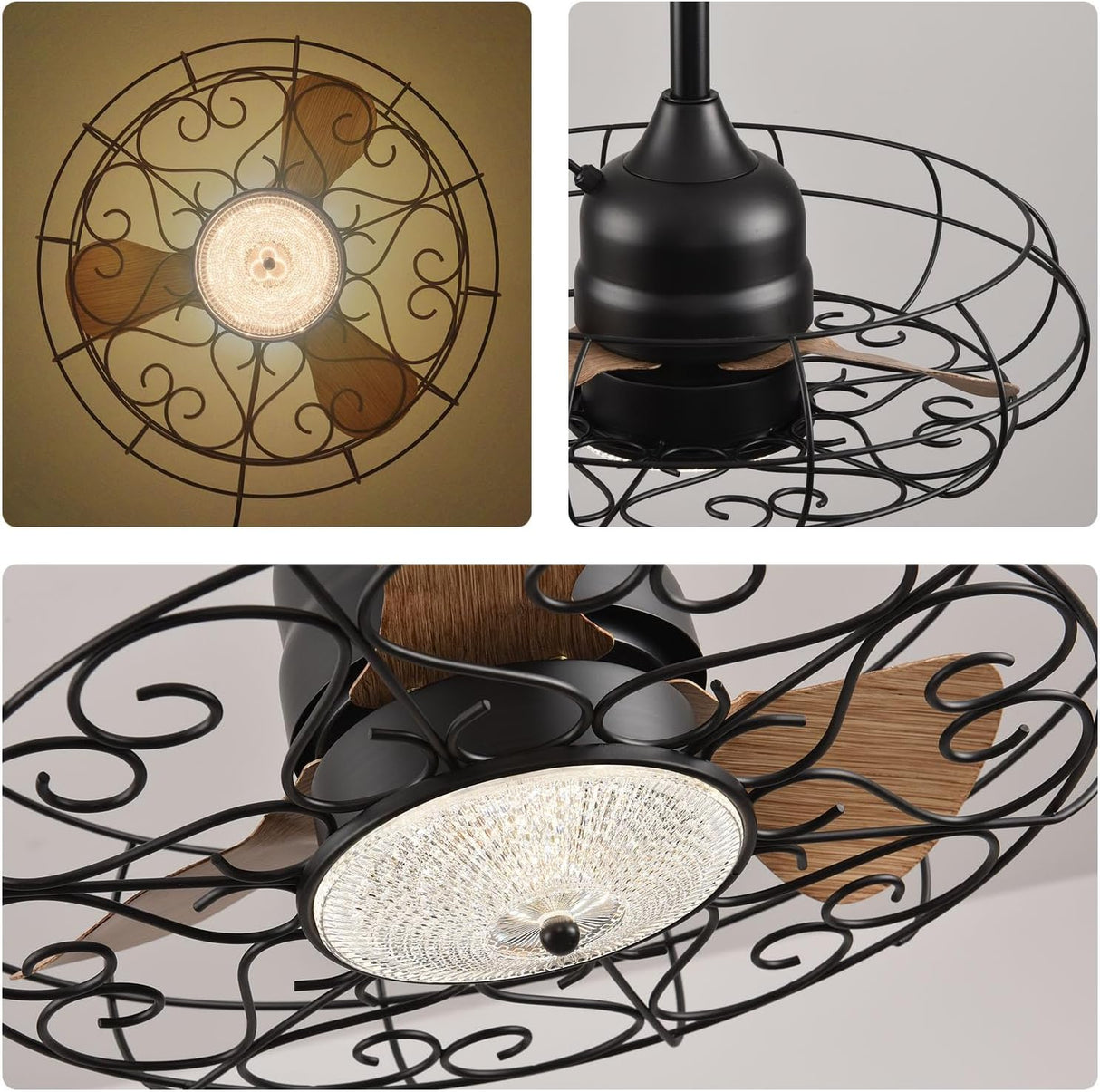 Patioslife Outdoor Ceiling Fans with Light for Patios,Waterproof Gazebo Fan with Remote Control Wet Rated Outdoor Hanging Fan for Pergola