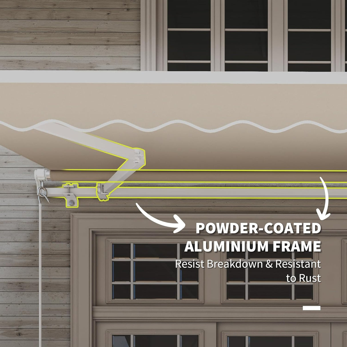 Retractable Awning Manual Crank, 12' x 10', UV-Resistant Water-Repellent Canopy, Aluminum Frame for Balcony, Deck & Patio Use