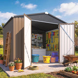 Patioslife Galvanized Steel Metal Storage Shed, Gable Roof Outdoor Shed for Backyard Garden Tools, Rust-Resistant Utility Tool Shed-Patioslife