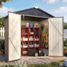 Patioslife Galvanized Steel Metal Storage Shed, Gable Roof Outdoor Shed for Backyard Garden Tools, Rust-Resistant Utility Tool Shed-Patioslife