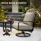 Patioslife Outdoor Conversation Furniture Set with 2 Rockers, 1 Metal Table and 6" Thick Cushions for Backyard, Porch, Balcony