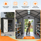 Patioslife YardVault Outdoor Storage Shed with Floor, All-Weather Resin Shed for Tools, Bikes & Lawn Equipment