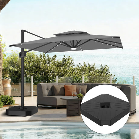 Patioslife Aegis Pro Cantilever Umbrella with LED Lights and Cover, Reinforced & Powder-Coated Aluminium Ribs and Pole — Perfect for Garden & Patio