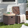 Patioslife Outdoor Ottoman with Storage – Grey PE Rattan Footrest with Thick Cushion for Patio or Pool