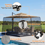 Patioslife Mosquito Net for Cantilever Patio Umbrella – Zippered Bug Netting Enclosure with Weighted Hem, Fits 8–13 ft Umbrellas