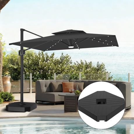 Patioslife Aegis Pro Cantilever Umbrella with LED Lights and Cover, Reinforced & Powder-Coated Aluminium Ribs and Pole — Perfect for Garden & Patio