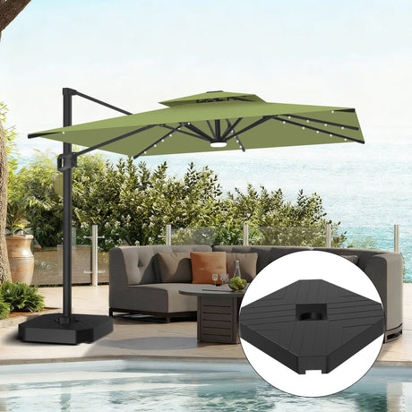 Patioslife Aegis Pro Cantilever Umbrella with LED Lights and Cover, Reinforced & Powder-Coated Aluminium Ribs and Pole — Perfect for Garden & Patio