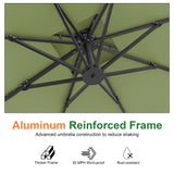 Patioslife Aegis Pro™ Cantilever Umbrella with Cross Metal Base, Reinforced & Powder-Coated Aluminium Ribs and Pole, Ideal for Garden & Patio