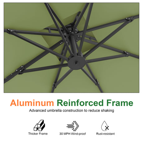 Patioslife Aegis Pro Cantilever Umbrella with Reinforced Aluminum Ribs and Pole for Patios, Gardens & Decks