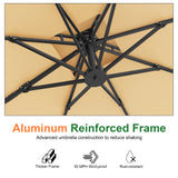 Patioslife Aegis Pro™ Cantilever Umbrella with Cross Metal Base, Reinforced & Powder-Coated Aluminium Ribs and Pole, Ideal for Garden & Patio