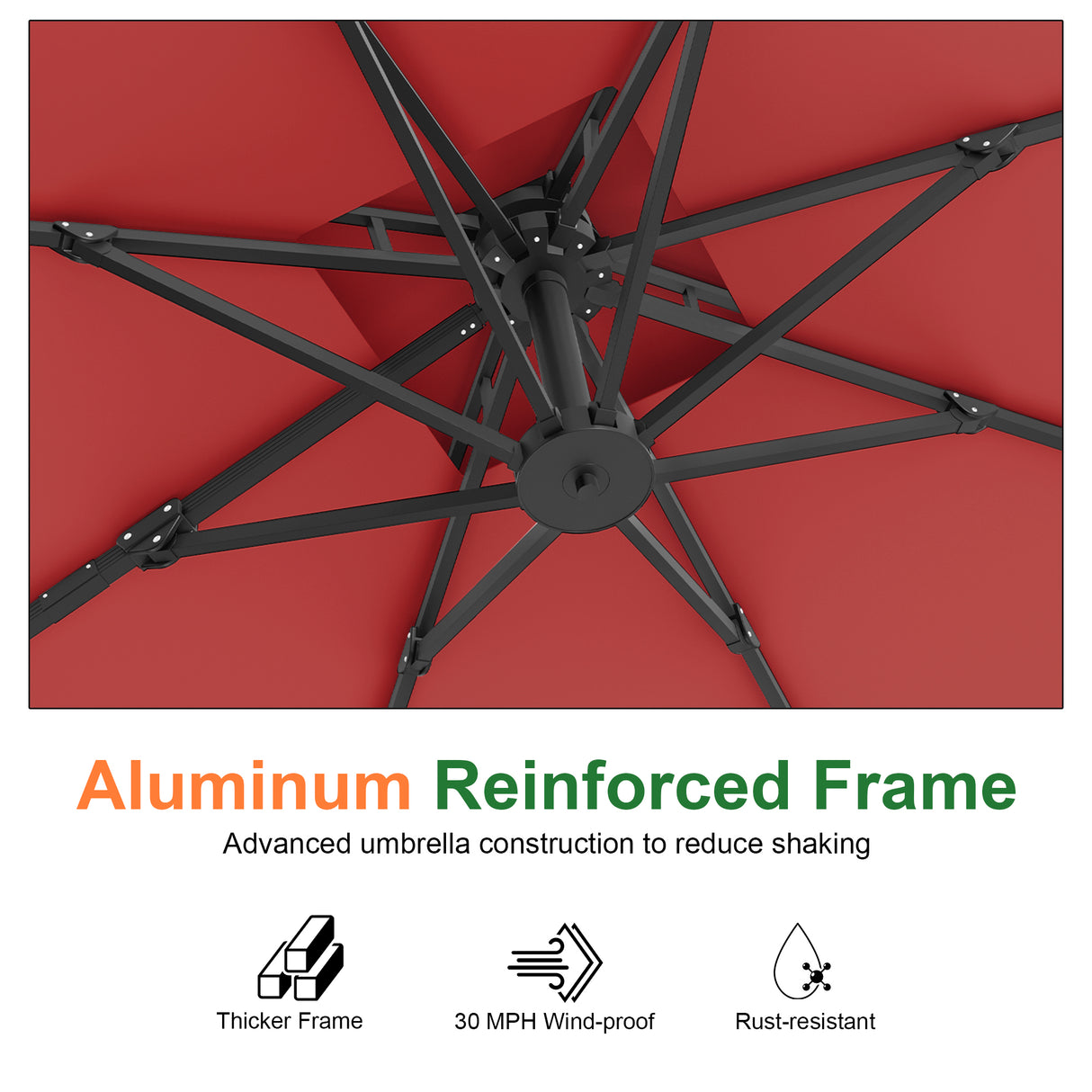 Patioslife Aegis Pro™ Cantilever Umbrella with Cross Metal Base, Reinforced & Powder-Coated Aluminium Ribs and Pole, Ideal for Garden & Patio