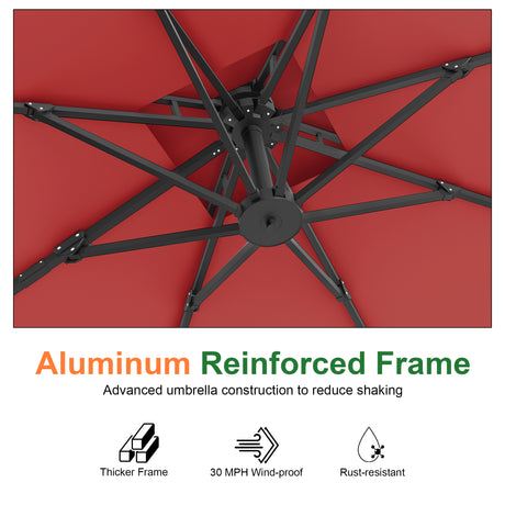 Patioslife Aegis Pro Cantilever Umbrella with Reinforced Aluminum Ribs and Pole for Patios, Gardens & Decks