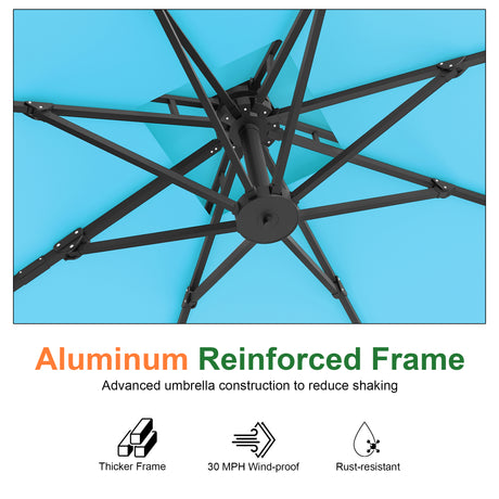 Patioslife Aegis Pro Cantilever Umbrella with Reinforced Aluminum Ribs and Pole for Patios, Gardens & Decks