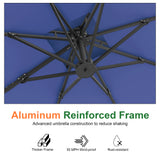 Patioslife Aegis Pro™ Cantilever Umbrella with Cross Metal Base, Reinforced & Powder-Coated Aluminium Ribs and Pole, Ideal for Garden & Patio