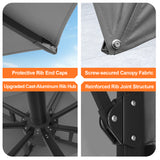 Patioslife Signature Series Rotating Cantilever Patio Umbrella with Adjustable Tilt for Garden & Poolside