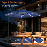 Patioslife Aegis 10ft Round Cantilever Patio Umbrella with solar LED lights | Premium Cover | Large Base