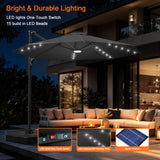 Patioslife Aegis 10ft Round Cantilever Patio Umbrella with solar LED lights | Premium Cover | Large Base