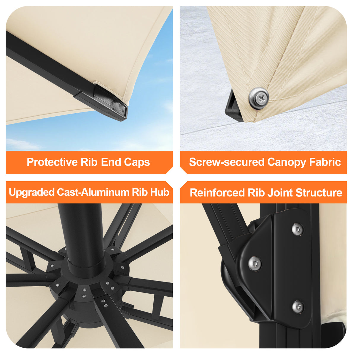 Patioslife Signature Series Rotating Cantilever Patio Umbrella with Adjustable Tilt for Garden & Poolside