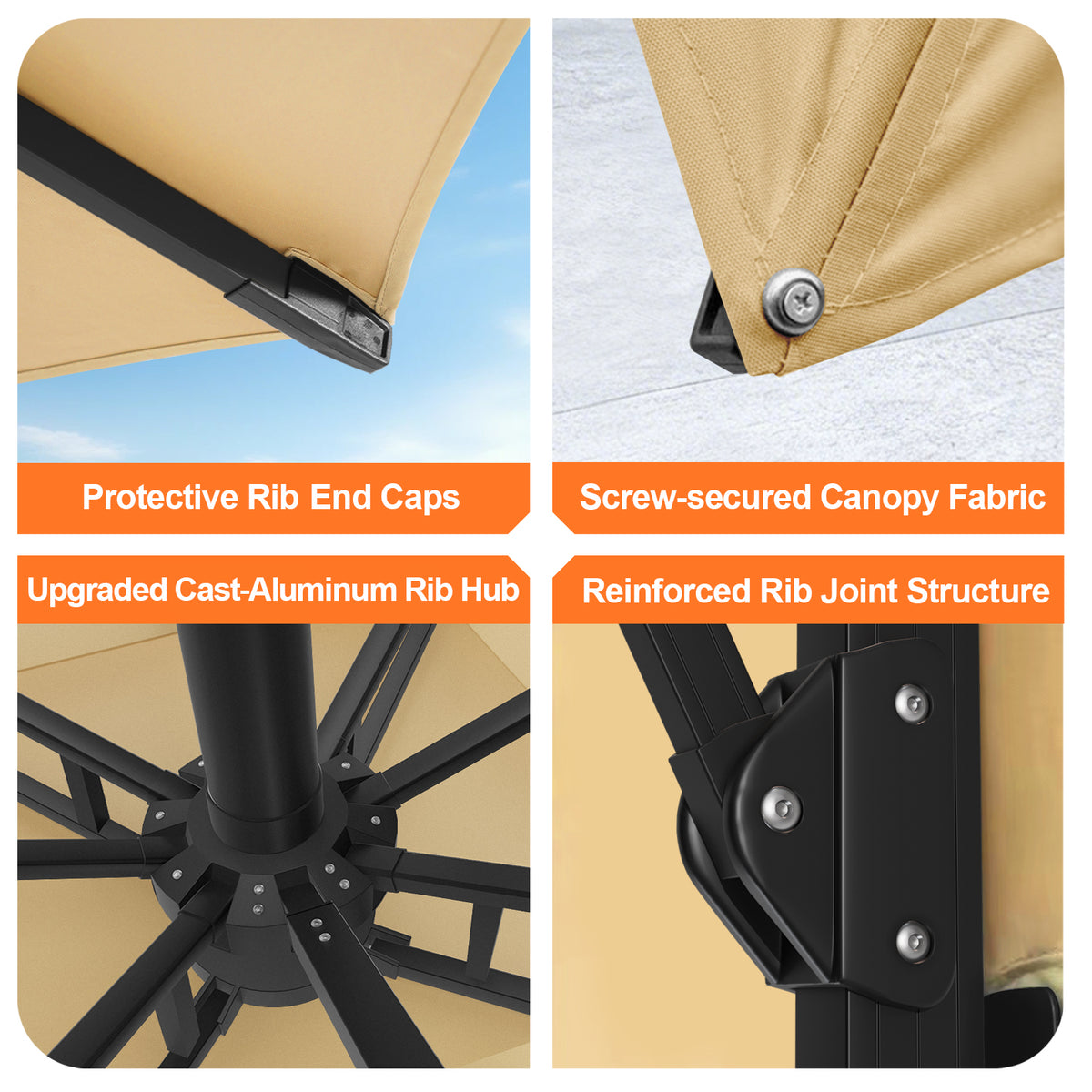 Patioslife Signature Series Rotating Cantilever Patio Umbrella with Adjustable Tilt for Garden & Poolside