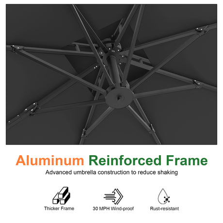 Patioslife Aegis Pro Cantilever Umbrella with Reinforced Aluminum Ribs and Pole for Patios, Gardens & Decks