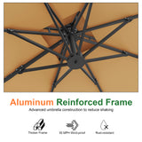 Patioslife Aegis Pro™ Cantilever Umbrella with Cross Metal Base, Reinforced & Powder-Coated Aluminium Ribs and Pole, Ideal for Garden & Patio