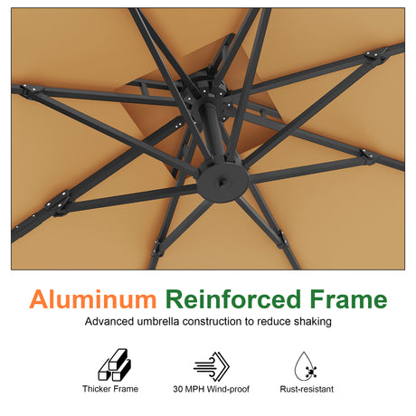 Patioslife Aegis Pro Cantilever Umbrella with Reinforced Aluminum Ribs and Pole for Patios, Gardens & Decks