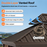 Patioslife Haven Luxury Hardtop Gazebo with 4.7” x 4.7” Reinforced Aluminum Posts, Built-In Drainage Gutters, Curtains & Netting for Patios & Backyards