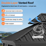 Patioslife Haven Luxury Hardtop Gazebo with 4.7” x 4.7” Reinforced Aluminum Posts, Built-In Drainage Gutters, Curtains & Netting for Patios & Backyards