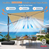 Patioslife Signature Series Rotating Cantilever Patio Umbrella with Adjustable Tilt for Garden & Poolside