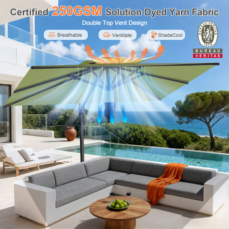 Patioslife Aegis Pro Cantilever Umbrella with Reinforced Aluminum Ribs and Pole for Patios, Gardens & Decks