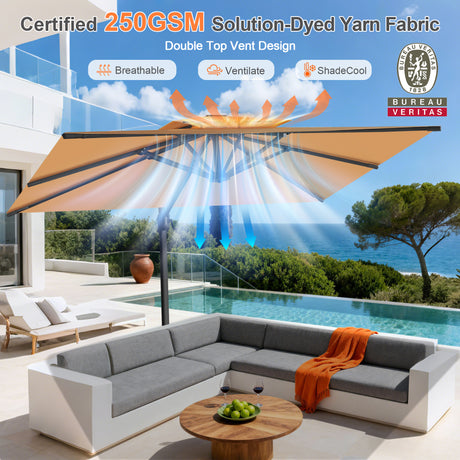 Patioslife Aegis Pro Cantilever Umbrella with Reinforced Aluminum Ribs and Pole for Patios, Gardens & Decks