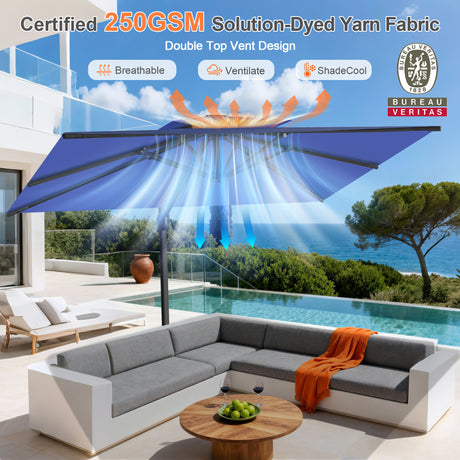 Patioslife Aegis Pro Cantilever Umbrella with Reinforced Aluminum Ribs and Pole for Patios, Gardens & Decks