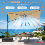 Patioslife Signature Series Rotating Cantilever Patio Umbrella with Adjustable Tilt for Garden & Poolside