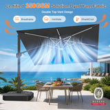 Patioslife Signature Series Rotating Cantilever Patio Umbrella with Adjustable Tilt for Garden & Poolside