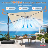 Patioslife Signature Series Rotating Cantilever Patio Umbrella with Adjustable Tilt for Garden & Poolside