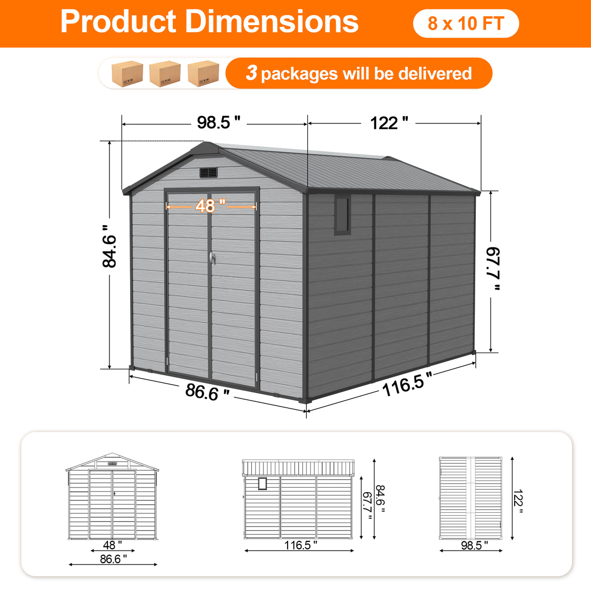 Patioslife YardVault Outdoor Storage Shed with Floor, All-Weather Resin Shed for Tools, Bikes & Lawn Equipment