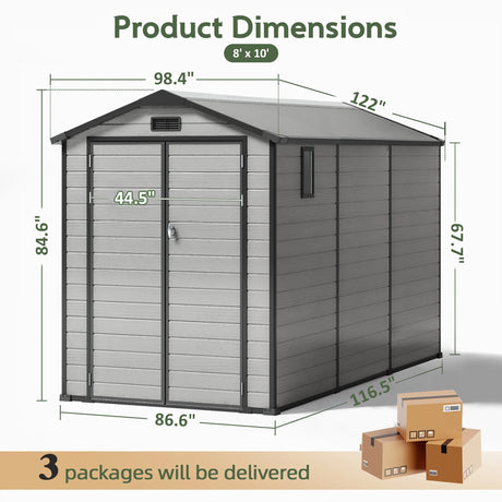 Patioslife YardVault Outdoor Storage Shed with Floor, All-Weather Resin Shed for Tools, Bikes & Lawn Equipment