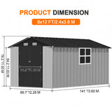 Patioslife YardVault Pro Metal Storage Shed with Window, Galvanized Steel Outdoor Tool Shed
