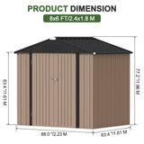 Patioslife Galvanized Steel Metal Storage Shed, Gable Roof Outdoor Shed for Backyard Garden Tools, Rust-Resistant Utility Tool Shed-Patioslife