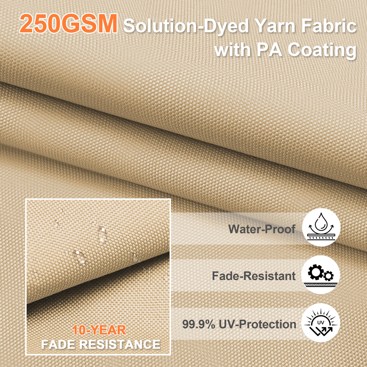 Patioslife Aegis Pro™ Cantilever Umbrella with Cross Metal Base, Reinforced & Powder-Coated Aluminium Ribs and Pole, Ideal for Garden & Patio