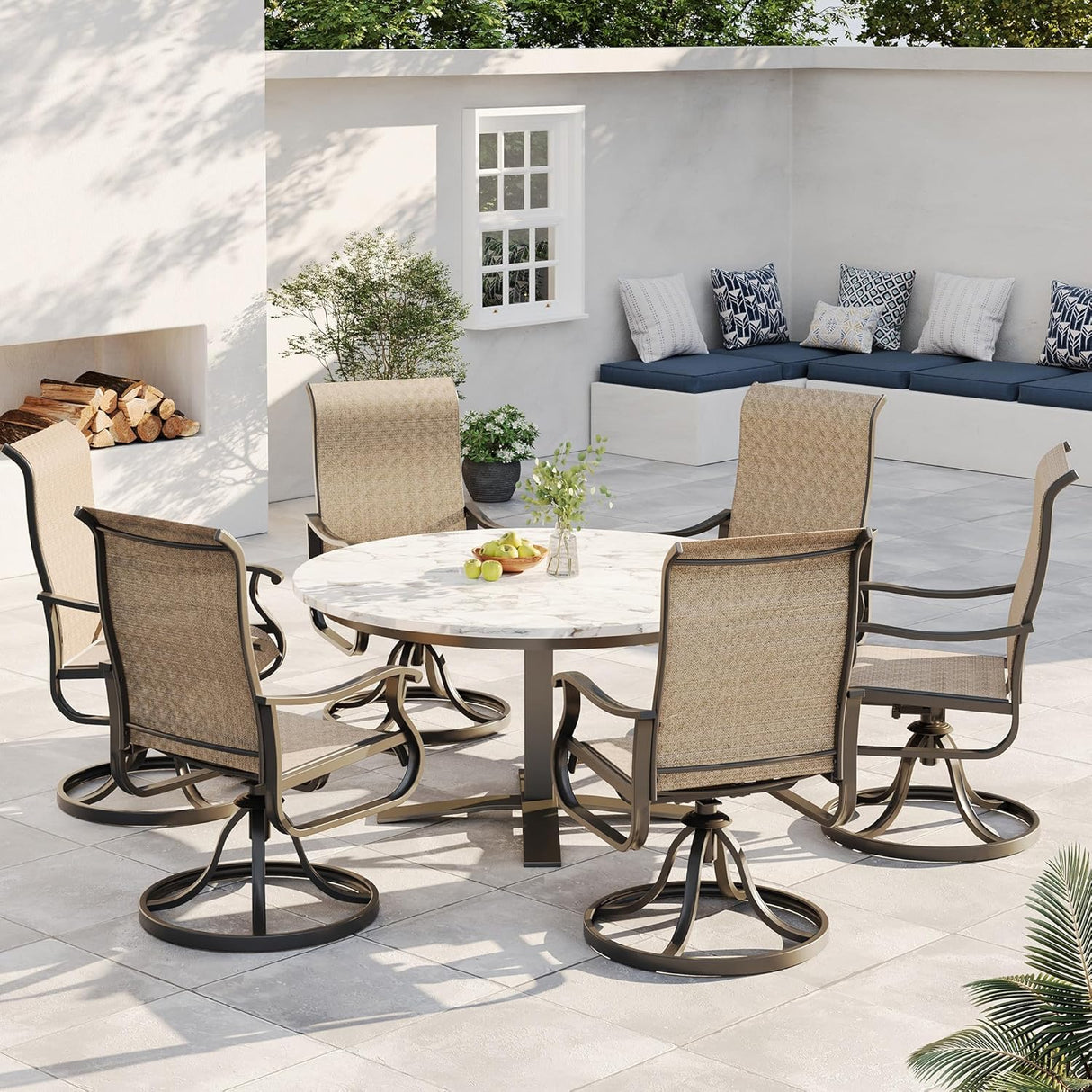 Patioslife Outdoor Swivel Dining Chairs for Lawn, Porch or Garden