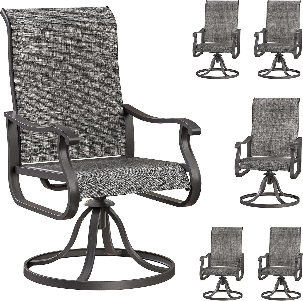 Patioslife Outdoor Swivel Dining Chairs for Lawn, Porch or Garden