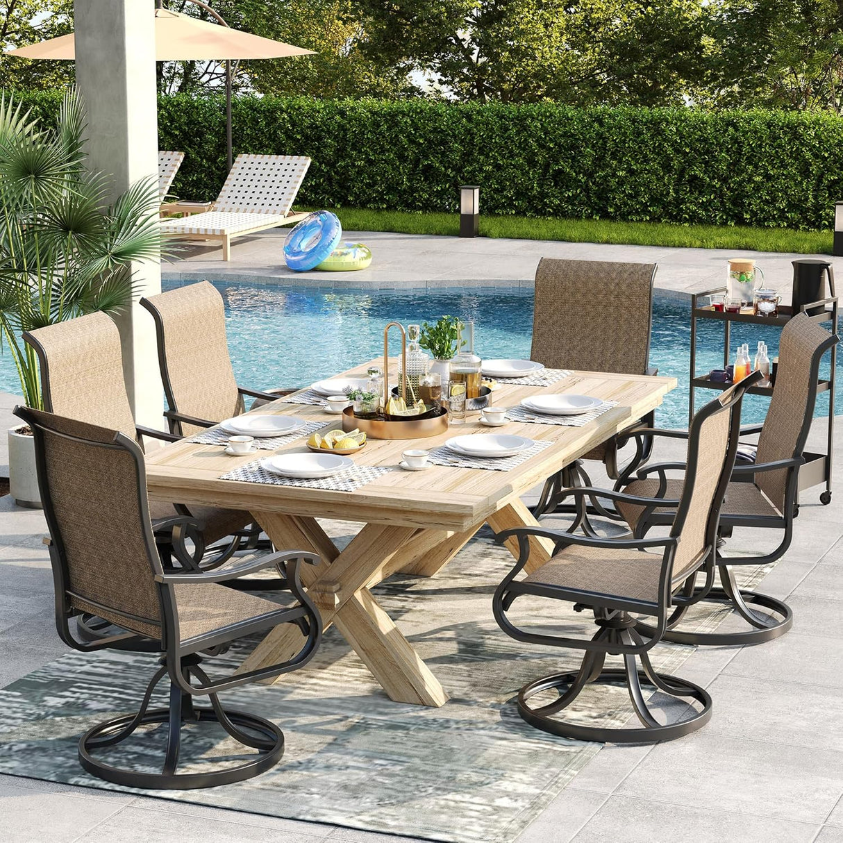 Patioslife Outdoor Swivel Dining Chairs for Lawn, Porch or Garden