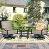 Patioslife Outdoor Conversation Furniture Set with 2 Rockers, 1 Metal Table and 6" Thick Cushions for Backyard, Porch, Balcony