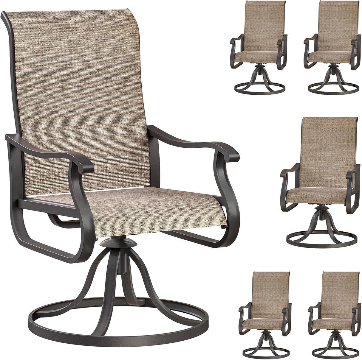 Patioslife Outdoor Swivel Dining Chairs for Lawn, Porch or Garden