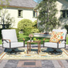 Patioslife Outdoor Conversation Furniture Set with 2 Rockers, 1 Metal Table and 6" Thick Cushions for Backyard, Porch, Balcony