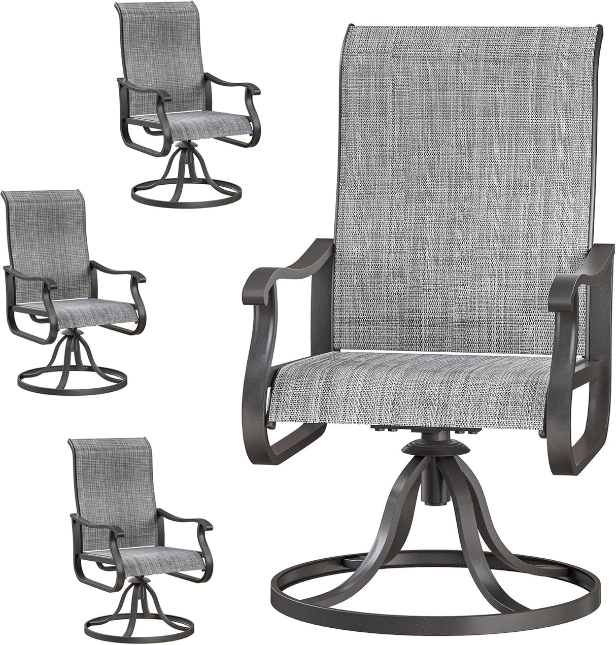 Patioslife Outdoor Swivel Dining Chairs for Lawn, Porch or Garden