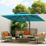 Patioslife Aegis Pro™ Premium Heavy-Duty Cantilever Umbrella with LED Strip Lights & Cover – 360° Rotation, Double-Top, Wind-Resistant for Outdoor Living