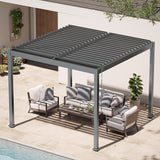Patioslife Atlantic™ |10 x 10ft Aluminium Louvered Pergola with Adjustable Roof, Modern Outdoor Shade Structure for Garden, Deck & Patio