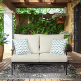 Patioslife Sofa Outdoor Furniture Metal Chair with Wicker Backrest & 6 Inches Cushion for Indoor, Front Porch, Deck, Balcony, Backyard, Sunroom